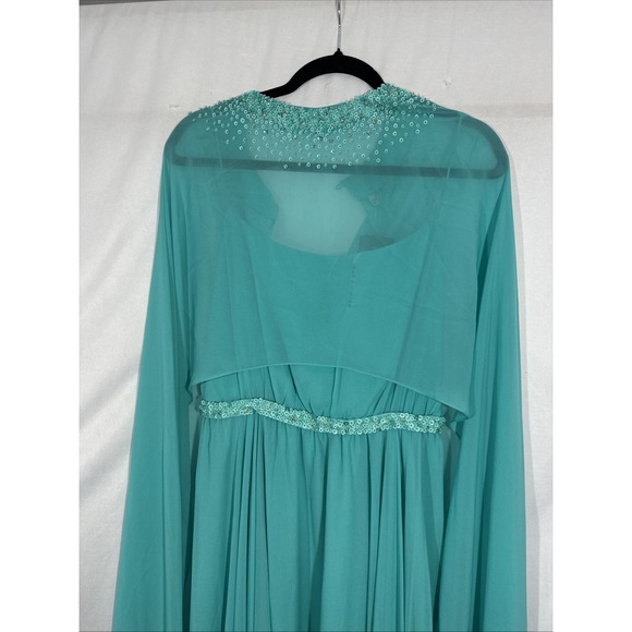 NWT $1095 Sachin & Babi [ 8 ] Lavina Beaded Gown with Cape in Turquoise‎ #J1528 - Picture 11 of 16